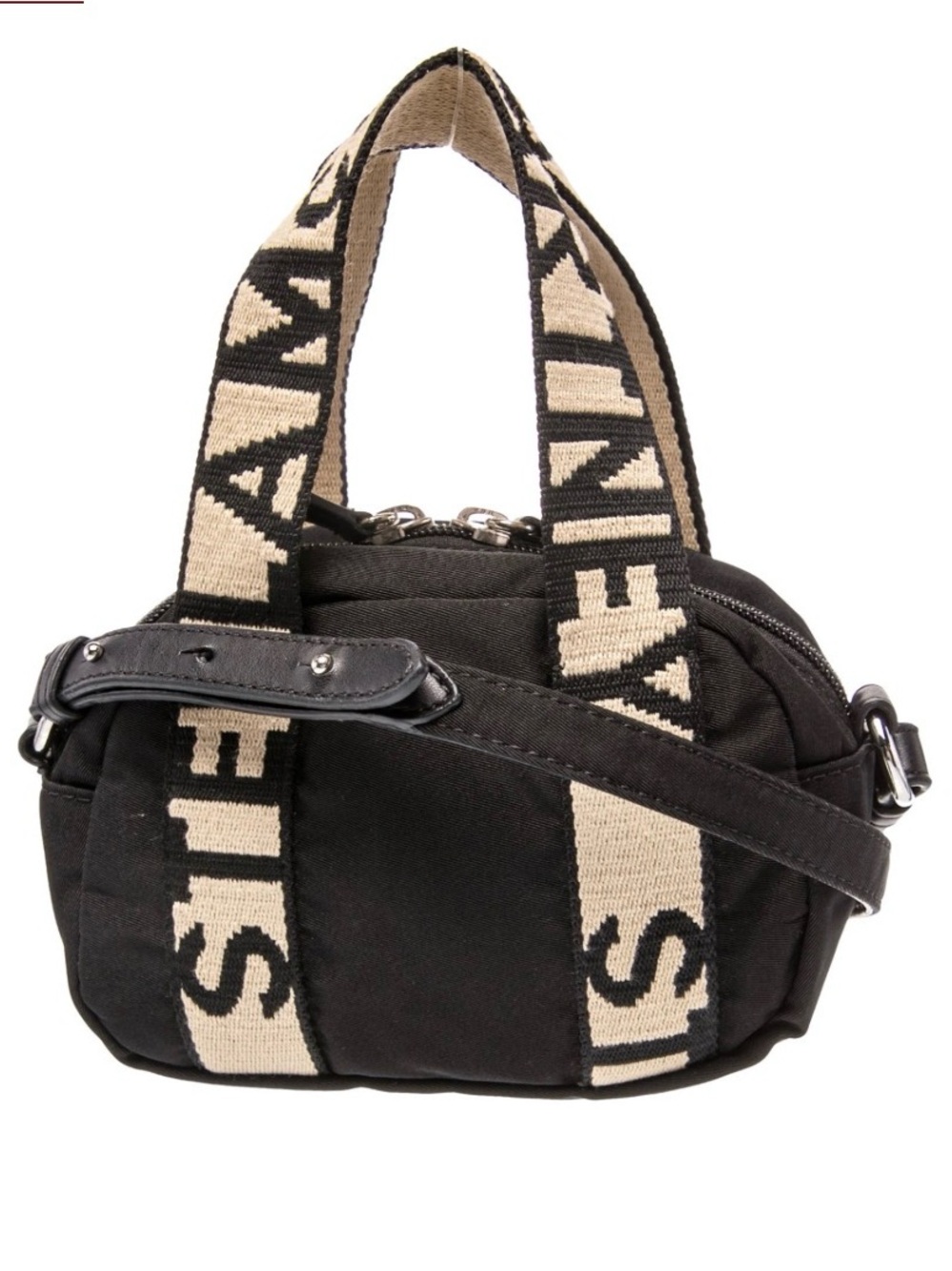 Stella McCartney Black Canvas Tote with Cream Straps